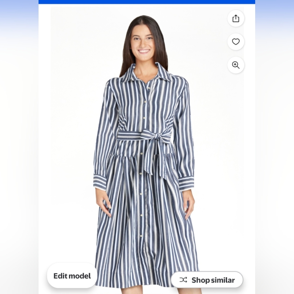 Free Assembly Striped Drop Waist Long Sleeve Dress XL - Picture 1 of 7